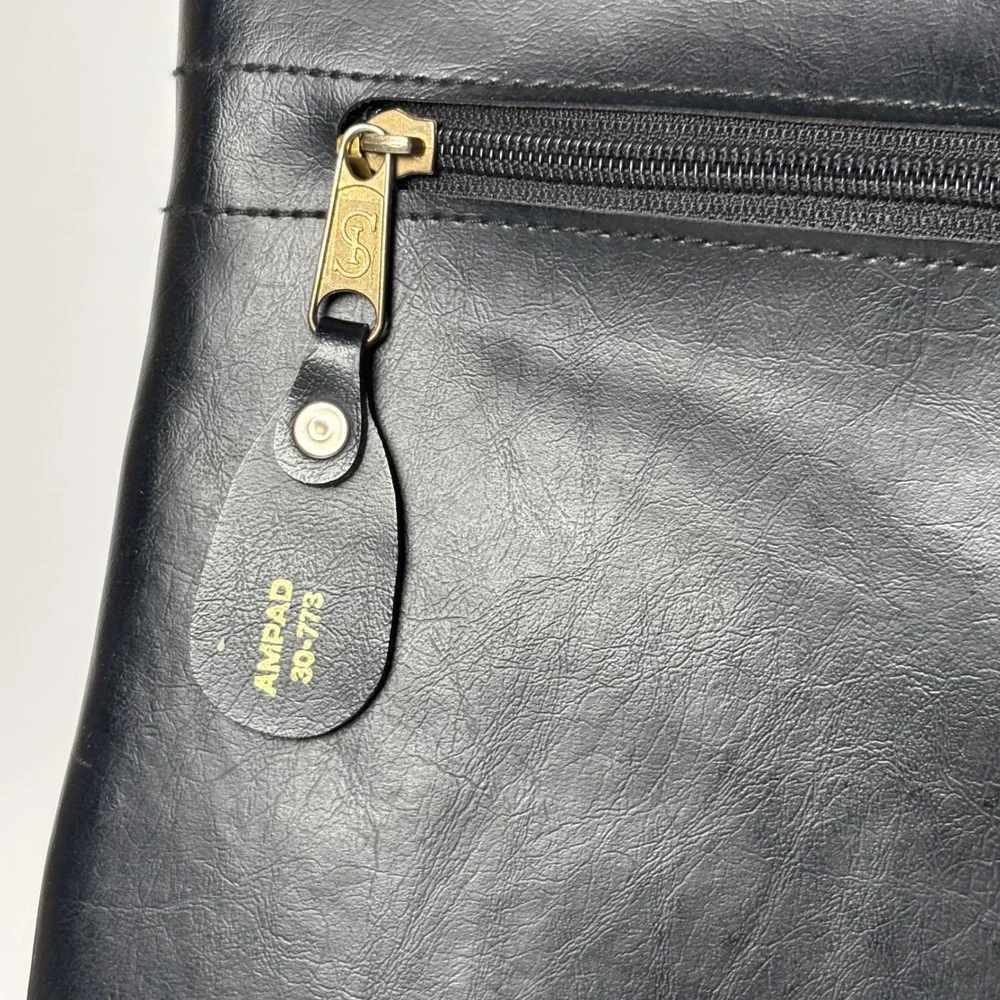 Vintage Cambridge Portfolio Briefcase OS‎ Black Faux Leather Retractable Handles